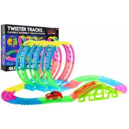 Svítící autodráha s autíčkem na baterie 145 dílků Twister Tracks
