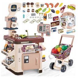 Supermarket pro děti + kavárna s doplňky hnědý