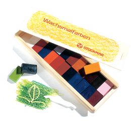 Voskové bločky, sada 24 ks, dřevěná krabička