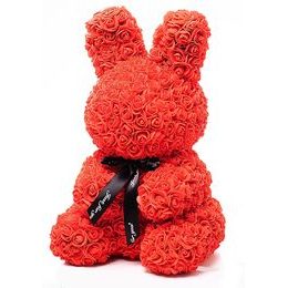 Králíček z růží červený Rose Bunny 50 cm