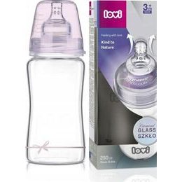 Lovi LOVI Skleněná lahvička 250 ml Diamond Glass - mašlička - růžová