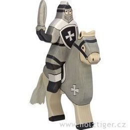 Šedý turnajový rytíř (bez koně) - vyřezávaná dřevěná figurka