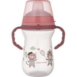 CANPOL babies Hrneček se silikonovým pítkem FirstCup BONJOUR PARIS 250ml růžový