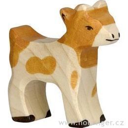 Stojící strakatá koza - domácí zvíře ze dřeva