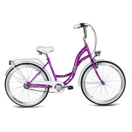 Městské Retro kolo Village 26" fialová + pletený košík