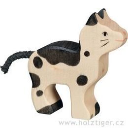 Stojící strakatá koza - domácí zvíře ze dřeva