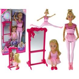 Panenka s dudlíkem v růžových šatičkách a kabátku, 35 cm