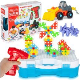 Konstrukční 3D stavebnice s vrtačkou na baterie a autíčky Magic Panel 325 ks