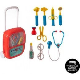 Sada doktor se stetoskopem na baterie v plastovém kufříku na kolečkách