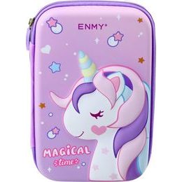 Penál s jednorožcem 3D fialový