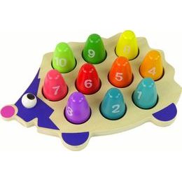 Sada kostek v modro červeném vozíku na kolečkách