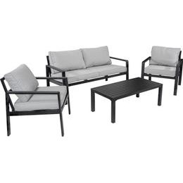 Hliníkový zahradní nábytek Pohovka + dvě křesla + stůl šedá/antracit