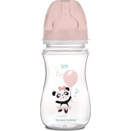 Canpol Babies Antikolik. lahvička se širokým hrdlem, Exotic Animals, 240 ml - růžová