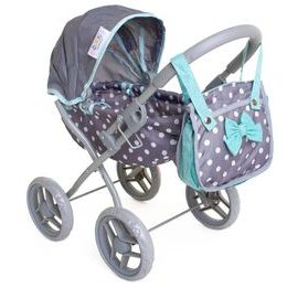 Doris kočárek pro panenky 9325 šedo-mentolový Retro