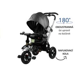 ROZBALENO Majlo Toys oboustranná tříkolka s nafukovacími koly PRO700 černá