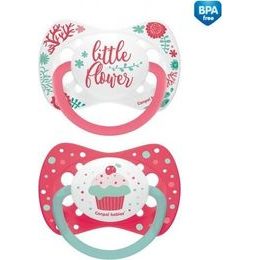 Canpol Babies Sada 2 ks symetrických dudlíků, 0 - 6 m, Canpol Babies - Little flower, Cupcake