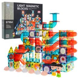 Magnetická svítící stavebnice se skluzavkou Light Magnetic 292 dílů
