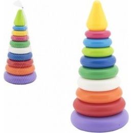 Skládanka pyramida s kroužky - mix 2 barvy