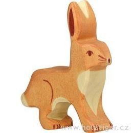 Zajíček s nastraženýma ušima - dřevěné zvířátko