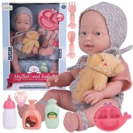Dětská panenka s příslušenstvím a medvídkem My Baby 36 cm