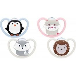 Nuk Dudlík silikonový Space 0-6m, 2ks modrý/bílý