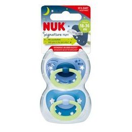 Nuk Silikonový dudlík Signature night, 18-36m, 2ks modrý