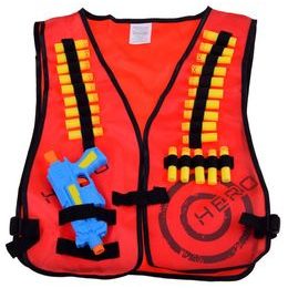 Nerf bojová vesta s pistolí a náboji - červená