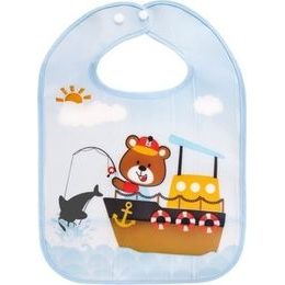 Plastový bryndáček Medvídek Rybář, modrý