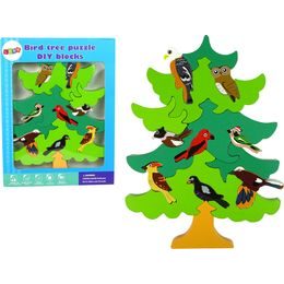 Dřevěné puzzle ptáci na stromě
