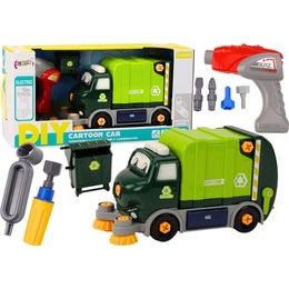 Popelářský vůz k sestavení DIY-tmavě zelená