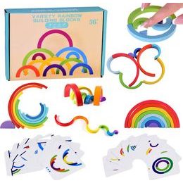 Dřevěné Montessori vzdělávací puzzle barevná duha + úkoly