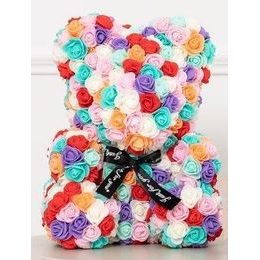 Medvídek z růží duhový Rose Bear 40 cm