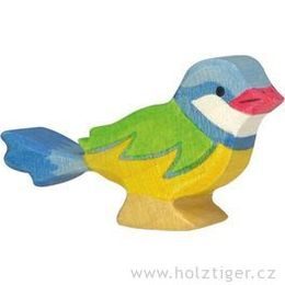 Sýkorka modřinka - ptáček vyřezaný ze dřeva