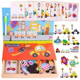 Dřevěná magnetická ukládačka Dopravní prostředky - 94 kusů