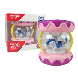 Haunger interaktivní bubínek se zvuky Music Drum růžový