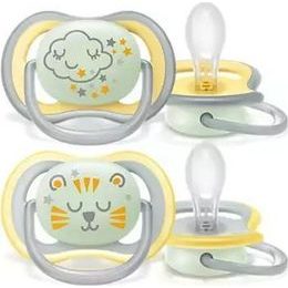 Dětský dudlík 0-6m Phillips Avent air night - zelená 2ks