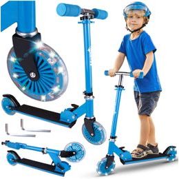 Dětská skládací koloběžka Scooter se svítícími koly - modrá