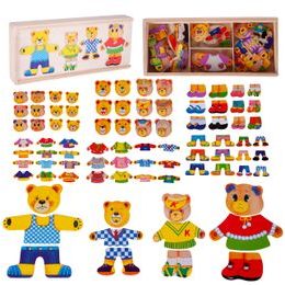 Dřevěná ukládačka s medvídky Bear Dresses