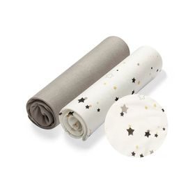 Bambusové prostěradla Babyono, 40 x 75cm - Hvězdný prach - 2ks , šedá/ecru