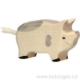 Stojící strakaté selátko - dřevěné zvířátko