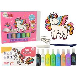 Sada barviček na sklo s předlohou - jednorožec