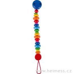 Barevné čočky v duhových barvách - dřevěná šňůra na dudlík