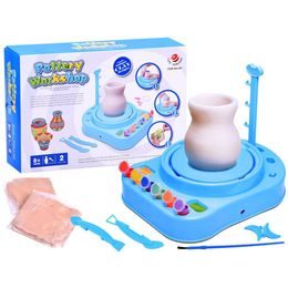 Dětský hrnčířský kruh s hlínou a barvami Pottery Workshop růžový