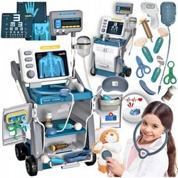 Dětský lékařský vozík Medical Cart se zvukem a příslušenstvím - modrý