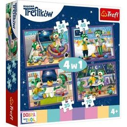 TREFL Puzzle Dobrou noc, Treflíci Večerní rituály 4v1