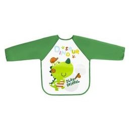 Zástěrka, bryndák nepromakavý s dlouhým rukávem, Dino, zelená