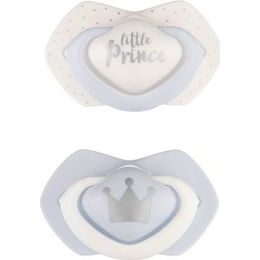 Canpol Babies Canpol Babies 2 ks symetrických silikonových dudlíků, 6-18m+, Little prince, modré