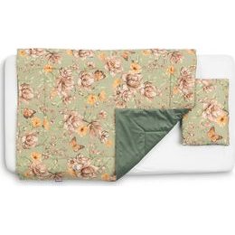 Souprava do postýlky Květiny, zelená