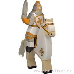 Bílý turnajový rytíř (bez koně) - vyřezávaná dřevěná figurka