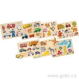 Set puzzlí s dřevěnými úchytkami